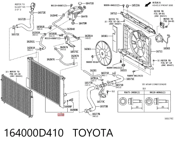 Chłodnica silnika 164000D410 Toyota