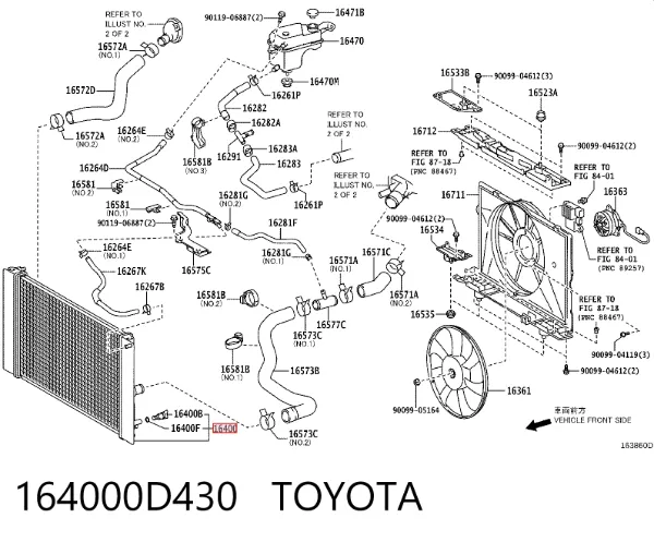 Chłodnica silnika 164000D430 Toyota