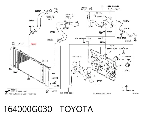 Chłodnica silnika 164000G030 Toyota
