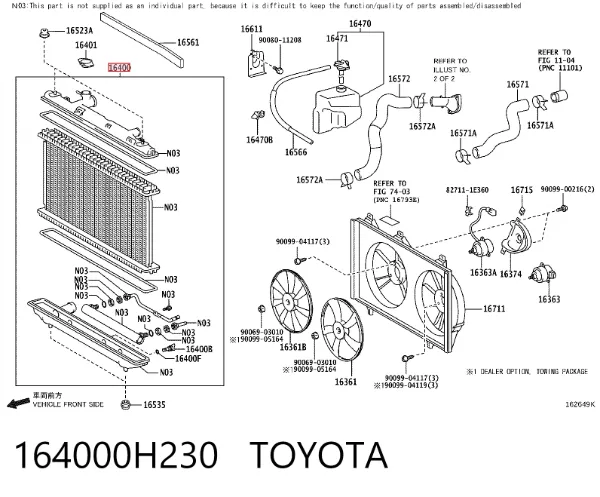 Chłodnica silnika 164000H230 Toyota