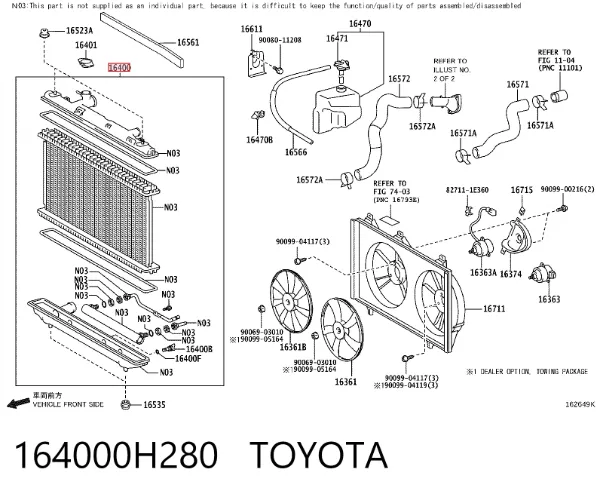 Chłodnica silnika 164000H280 Toyota