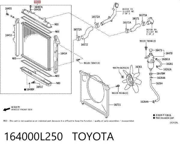 Chłodnica silnika 164000L250 Toyota