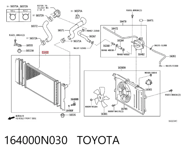 Chłodnica silnika 164000N030 Toyota