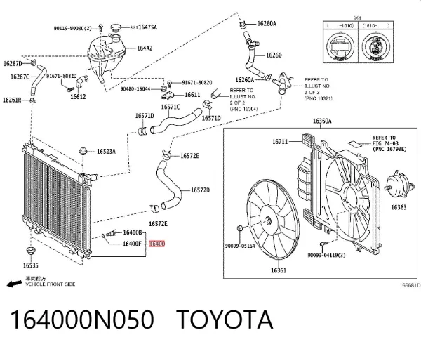Chłodnica silnika 164000N050 Toyota