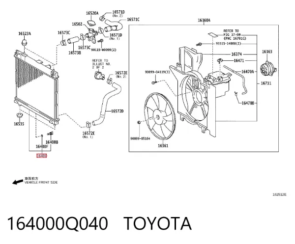 Chłodnica silnika 164000Q040 Toyota
