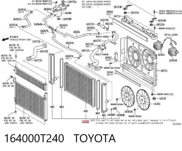 Chłodnica silnika 164000T240 Toyota