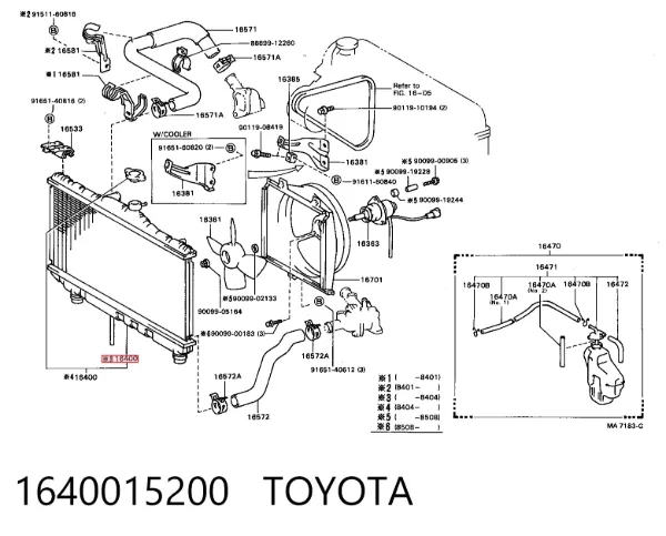 Chłodnica silnika 1640015200 Toyota