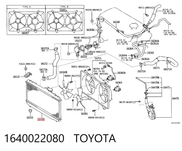 Chłodnica silnika 1640022080 Toyota