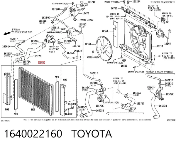 Chłodnica silnika 1640022160 Toyota