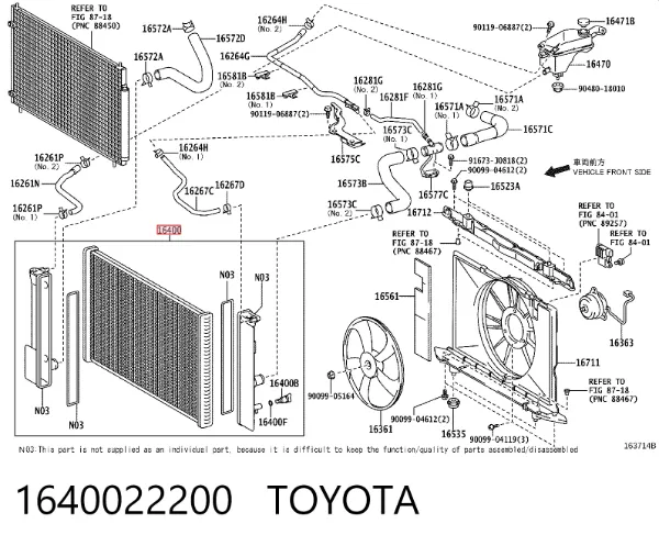 Chłodnica silnika 1640022200 Toyota
