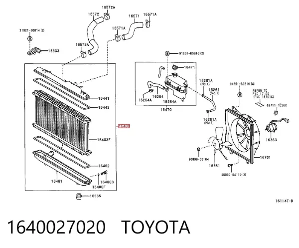 Chłodnica silnika 1640027020 Toyota
