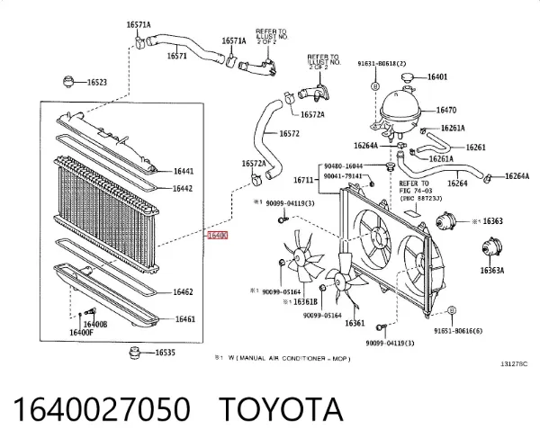 Chłodnica silnika 1640027050 Toyota