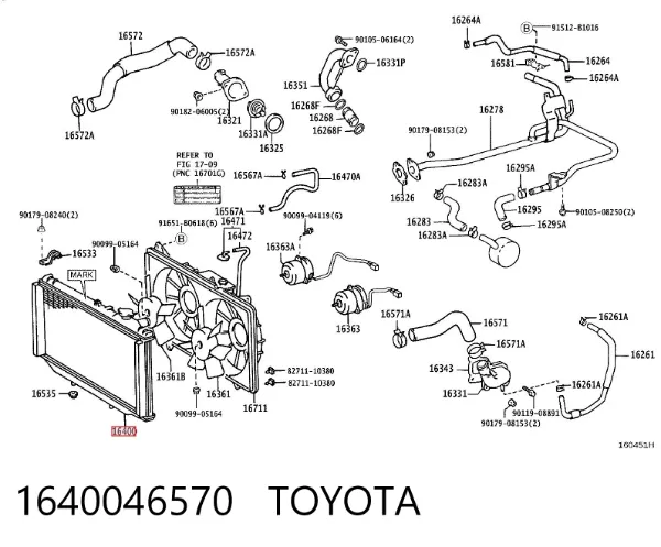 Chłodnica silnika 1640046570 Toyota