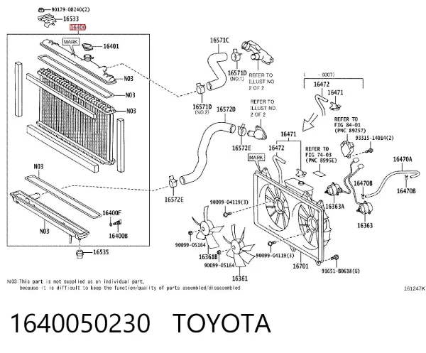 Chłodnica silnika 1640050230 Toyota