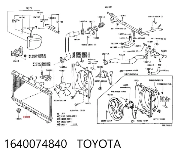 Chłodnica silnika 1640074840 Toyota