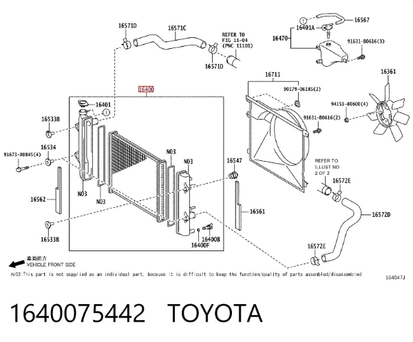 Chłodnica silnika 1640075442 Toyota
