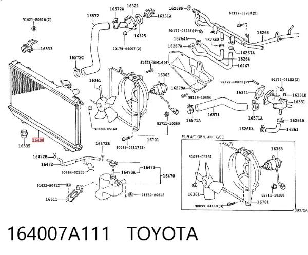 Chłodnica silnika 164007A111 Toyota