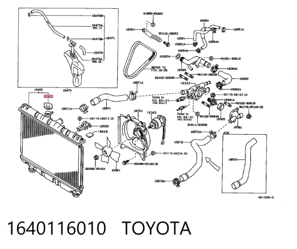 Pokrywa (korek) chłodnicy 1640116010 Toyota