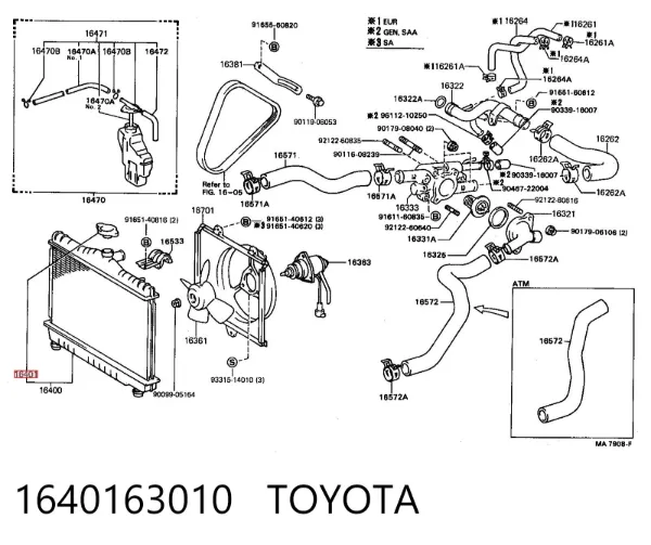 Pokrywa (korek) chłodnicy 1640163010 Toyota