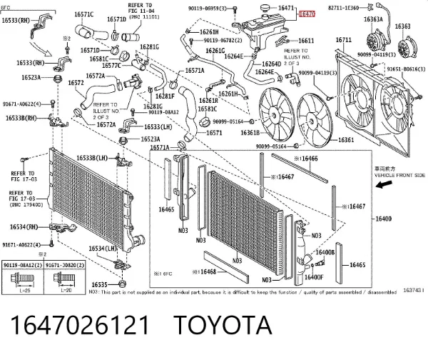 Zbiorniczek wyrównawczy układu chłodzenia 1647026121 Toyota