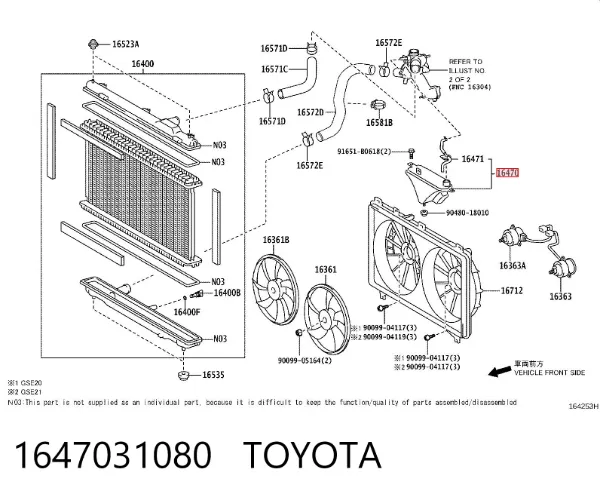 Zbiorniczek wyrównawczy układu chłodzenia 1647031080 Toyota