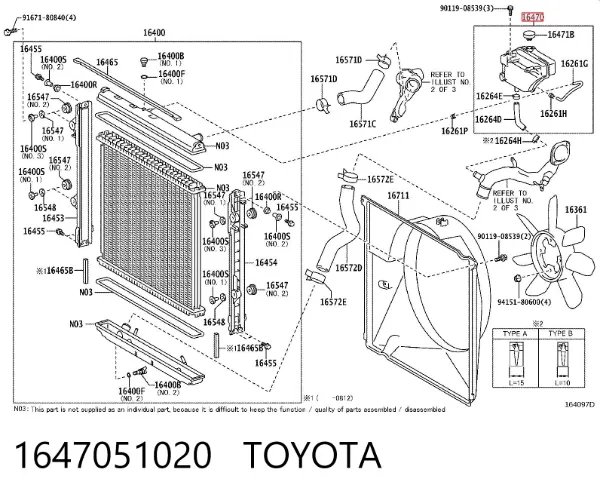 Zbiorniczek wyrównawczy układu chłodzenia 1647051020 Toyota