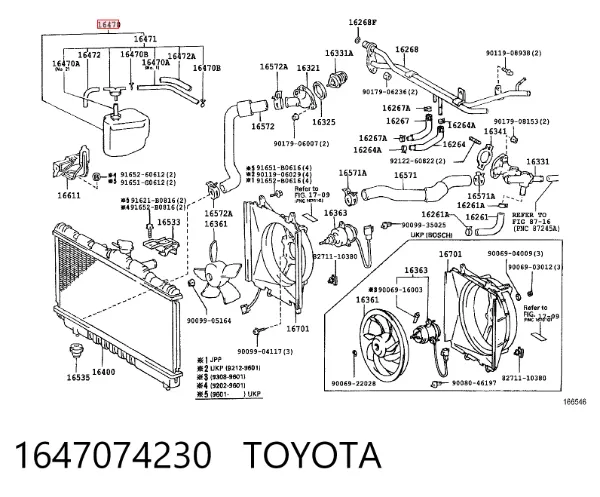 Zbiorniczek wyrównawczy układu chłodzenia 1647074230 Toyota