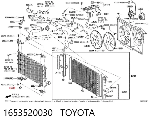 Wspornik chłodnicy dolny 1653520030 Toyota