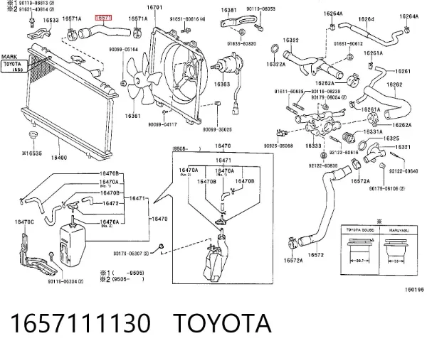 Przewód (króciec) chłodnicy górny 1657111130 Toyota