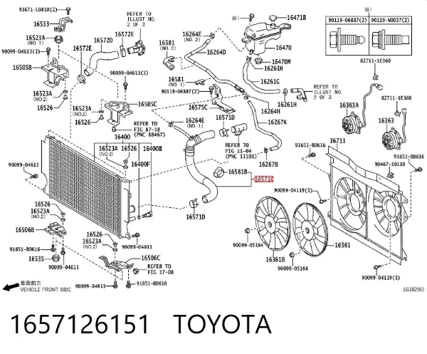 Przewód (króciec) chłodnicy górny 1657126151 Toyota