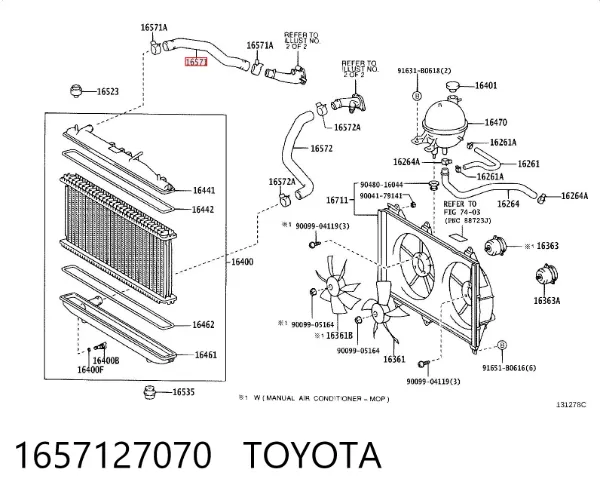 Przewód (króciec) chłodnicy górny 1657127070 Toyota