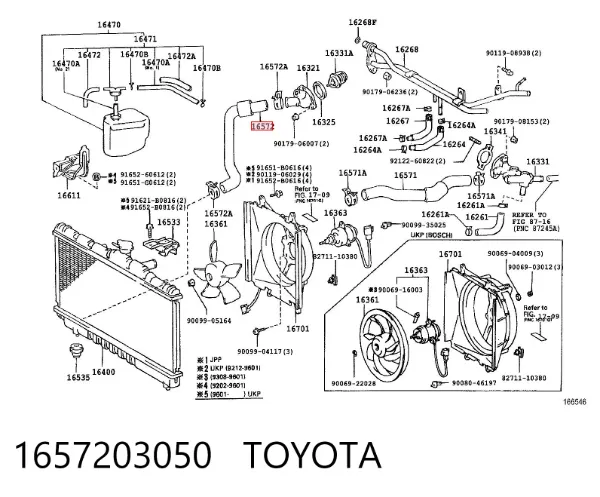 Przewód (króciec) chłodnicy dolny 1657203050 Toyota