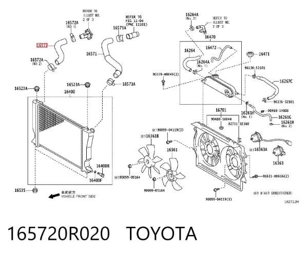 Przewód (króciec) chłodnicy górny 165720R020 Toyota