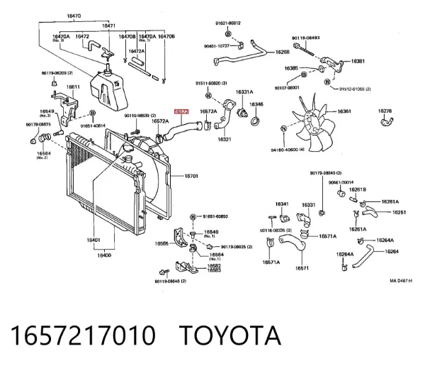Przewód (króciec) chłodnicy górny Toyota Land Cruiser 80