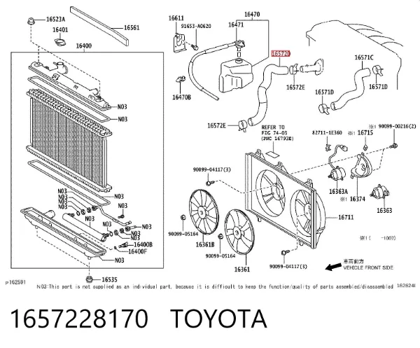 Przewód (króciec) chłodnicy dolny 1657228170 Toyota