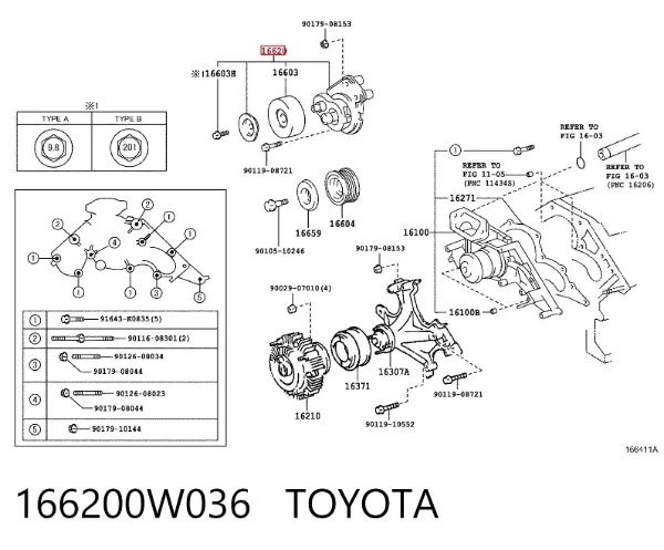Napinacz paska napędowego 166200W036 Toyota