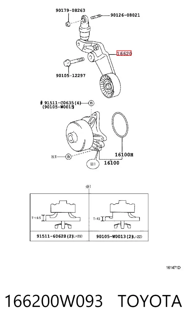 Napinacz paska napędowego 166200W093 Toyota