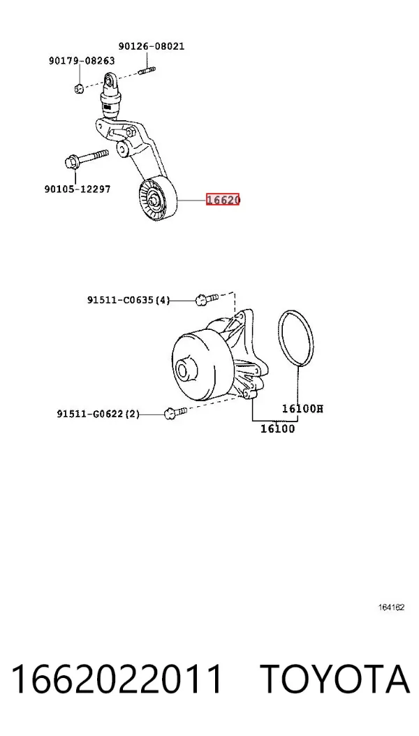 Napinacz paska napędowego 1662022011 Toyota