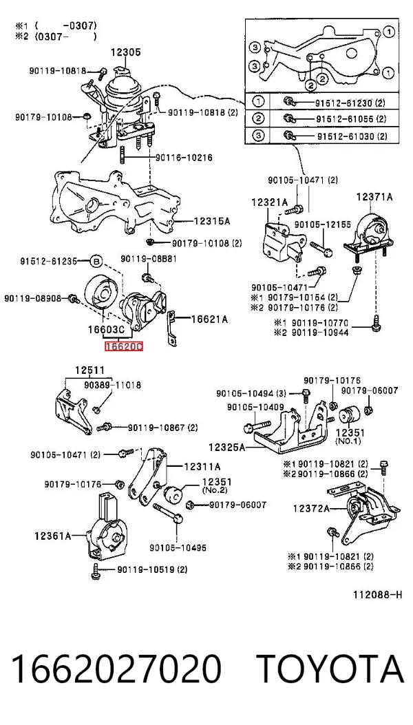 Napinacz paska napędowego 1662027020 Toyota