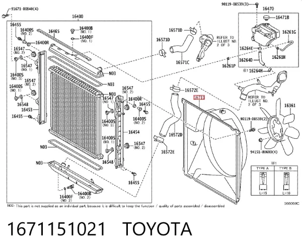 Dyfuzor chłodnicy 1671151021 Toyota