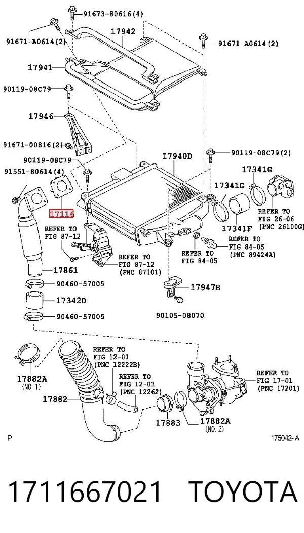 Uszczelka kolektora ssącego 1711667021 Toyota