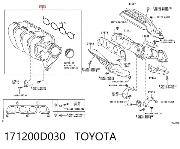 Kolektor ssący 171200D030 Toyota