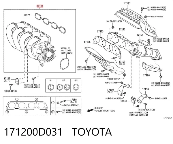 Kolektor ssący 171200D031 Toyota