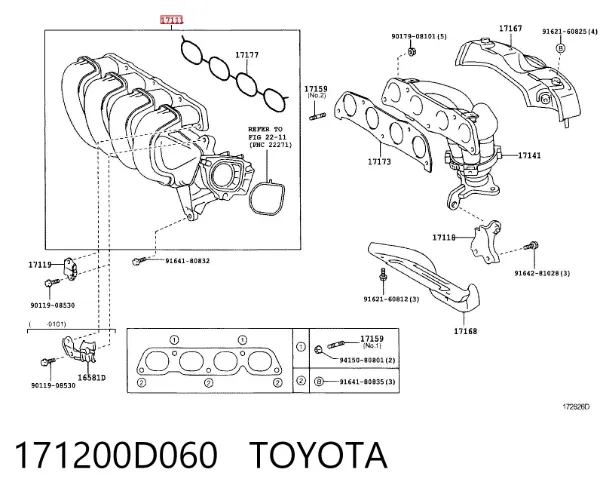Kolektor ssący 171200D060 Toyota