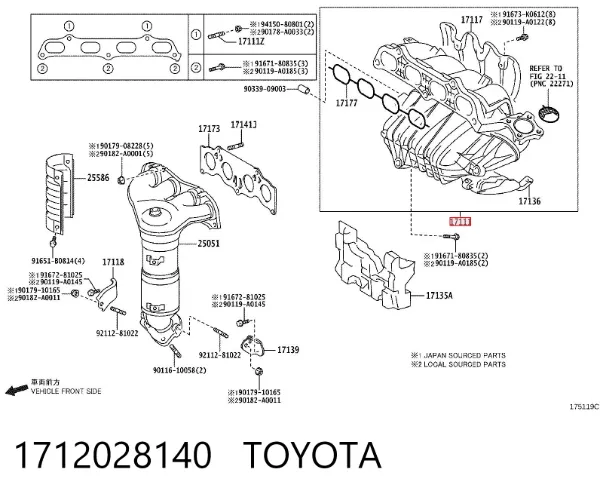Kolektor ssący 1712028140 Toyota