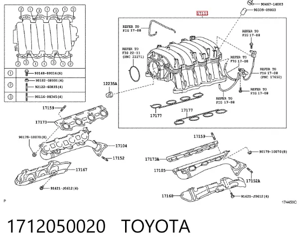 Kolektor ssący 1712050020 Toyota