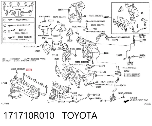 Uszczelka kolektora ssącego 171710R010 Toyota