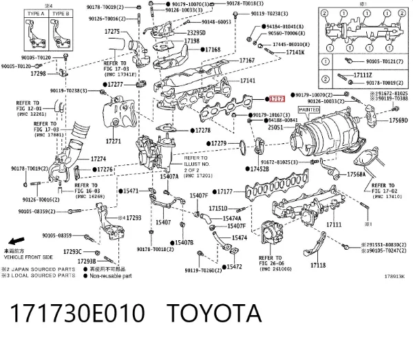 Uszczelka kolektora wydechowego 171730E010 Toyota