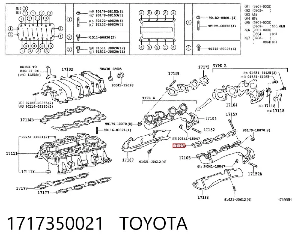 Uszczelka kolektora wydechowego 1717350021 Toyota