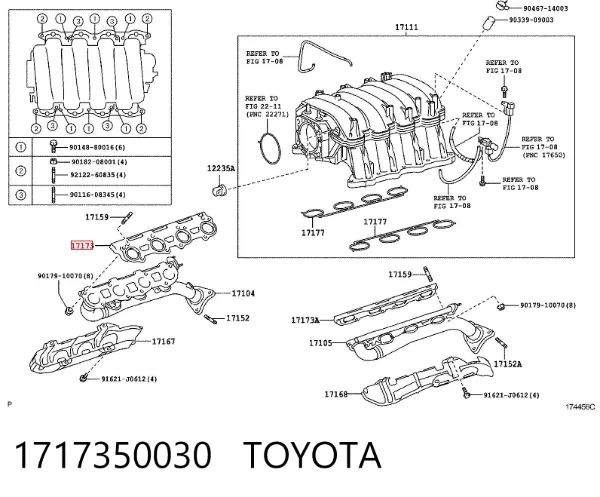 Uszczelka kolektora wydechowego 1717350030 Toyota